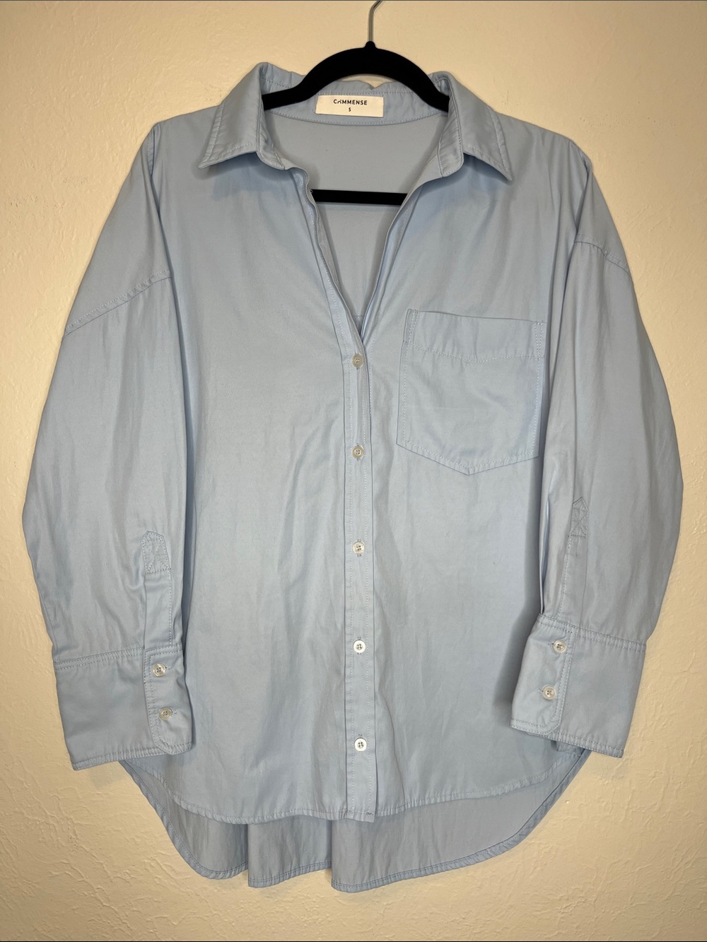 Commense Light Blue Relaxed Fit Button-Down - Size S Cotton Classic Academia